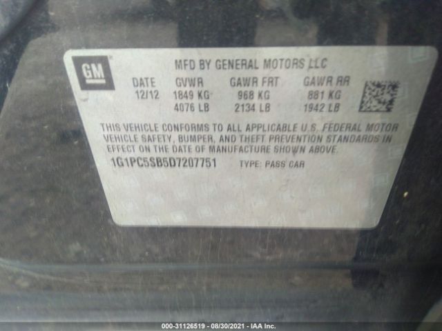 Photo 8 VIN: 1G1PC5SB5D7207751 - CHEVROLET CRUZE 