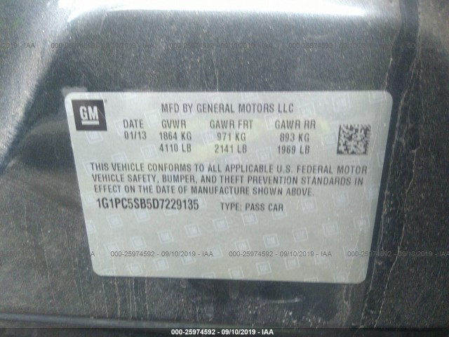 Photo 8 VIN: 1G1PC5SB5D7229135 - CHEVROLET CRUZE 