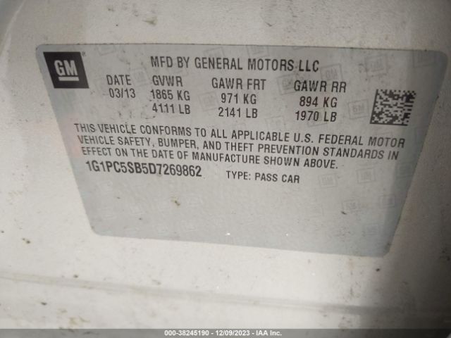 Photo 8 VIN: 1G1PC5SB5D7269862 - CHEVROLET CRUZE 