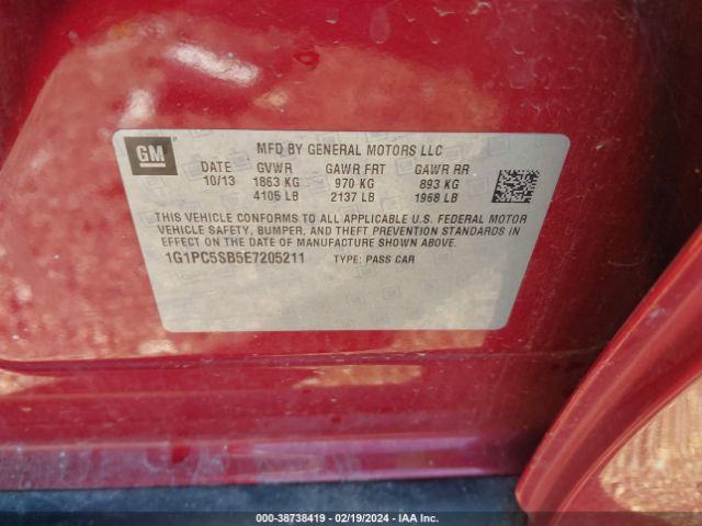 Photo 8 VIN: 1G1PC5SB5E7205211 - CHEVROLET CRUZE 