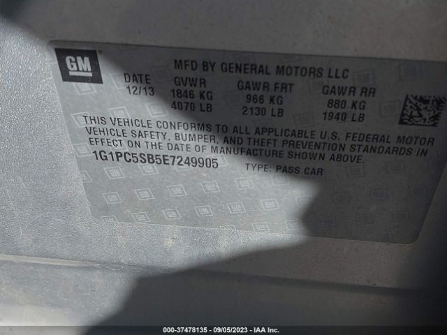 Photo 8 VIN: 1G1PC5SB5E7249905 - CHEVROLET CRUZE 