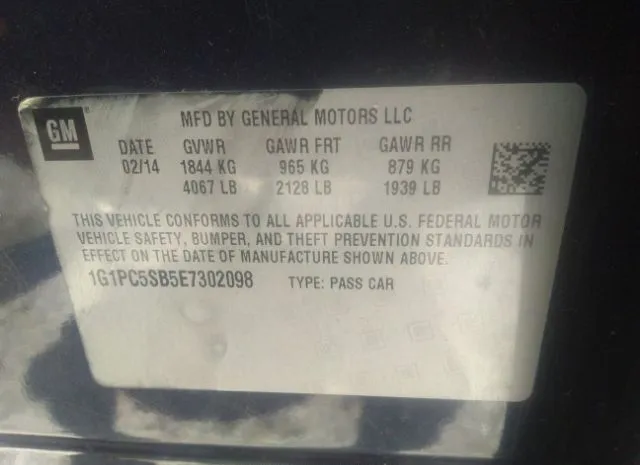 Photo 8 VIN: 1G1PC5SB5E7302098 - CHEVROLET CRUZE 