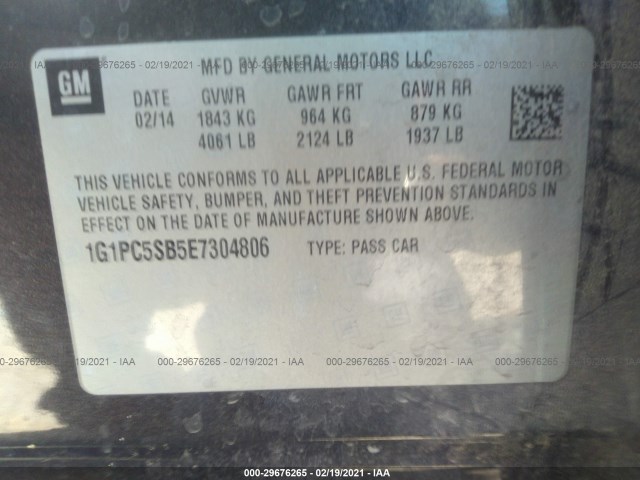 Photo 8 VIN: 1G1PC5SB5E7304806 - CHEVROLET CRUZE 