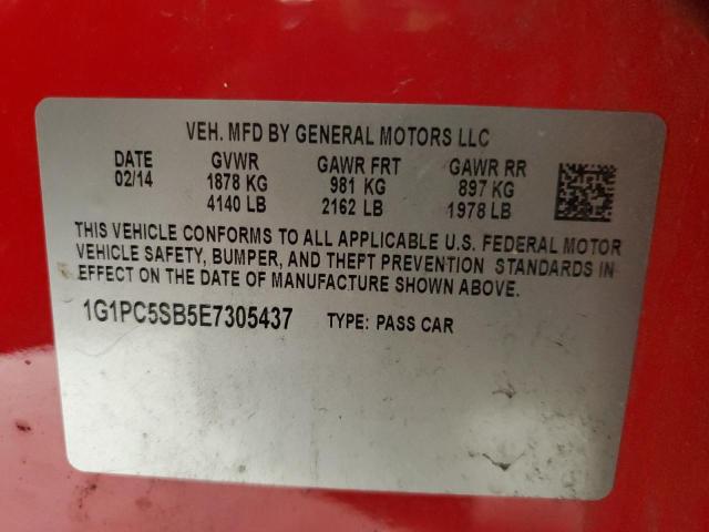 Photo 11 VIN: 1G1PC5SB5E7305437 - CHEVROLET CRUZE LT 