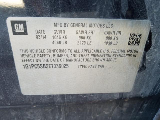 Photo 9 VIN: 1G1PC5SB5E7336025 - CHEVROLET CRUZE LT 