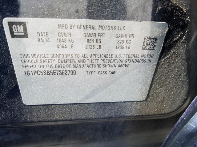 Photo 9 VIN: 1G1PC5SB5E7362799 - CHEVROLET CRUZE LT 