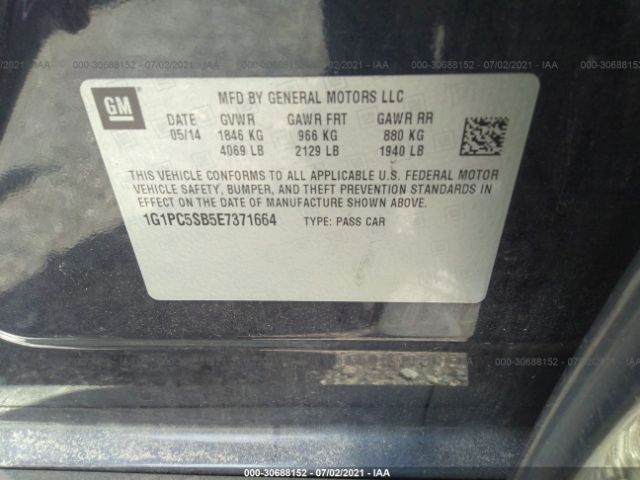 Photo 8 VIN: 1G1PC5SB5E7371664 - CHEVROLET CRUZE 