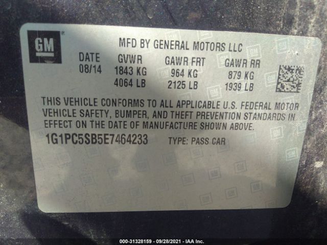 Photo 8 VIN: 1G1PC5SB5E7464233 - CHEVROLET CRUZE 