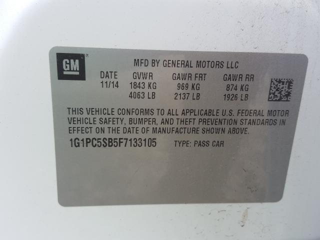 Photo 9 VIN: 1G1PC5SB5F7133105 - CHEVROLET CRUZE LT 