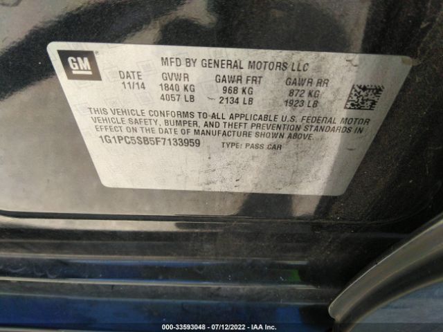 Photo 8 VIN: 1G1PC5SB5F7133959 - CHEVROLET CRUZE 