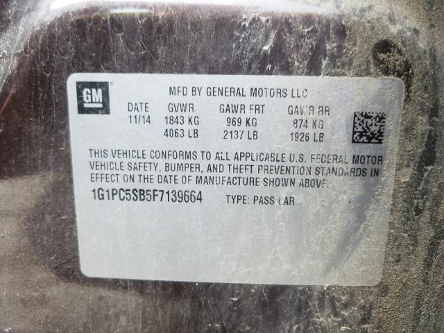 Photo 9 VIN: 1G1PC5SB5F7139664 - CHEVROLET CRUZE LT 