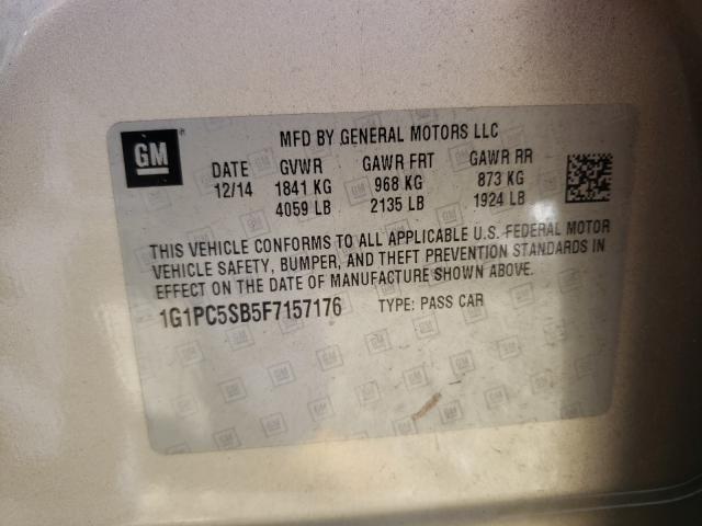 Photo 9 VIN: 1G1PC5SB5F7157176 - CHEVROLET CRUZE LT 