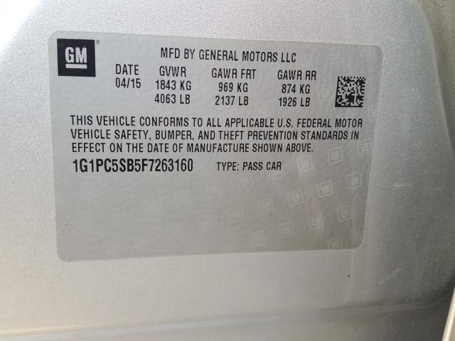 Photo 9 VIN: 1G1PC5SB5F7263160 - CHEVROLET CRUZE LT 