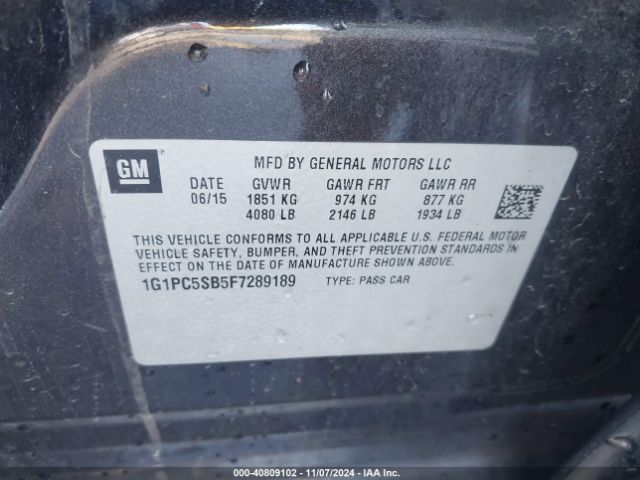 Photo 8 VIN: 1G1PC5SB5F7289189 - CHEVROLET CRUZE 