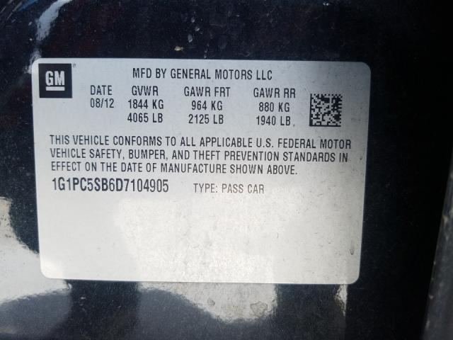 Photo 9 VIN: 1G1PC5SB6D7104905 - CHEVROLET CRUZE LT 