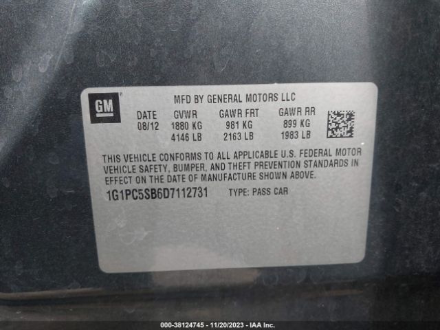 Photo 8 VIN: 1G1PC5SB6D7112731 - CHEVROLET CRUZE 