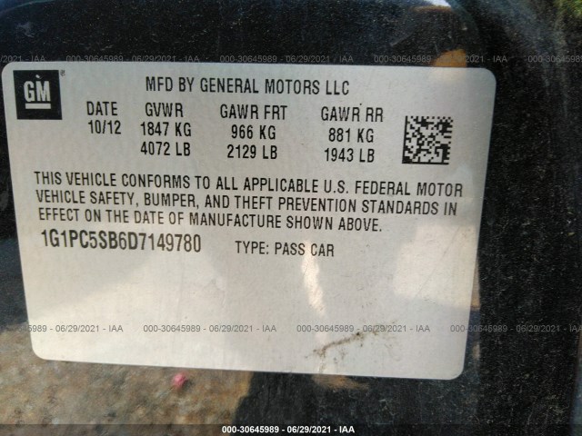 Photo 8 VIN: 1G1PC5SB6D7149780 - CHEVROLET CRUZE 