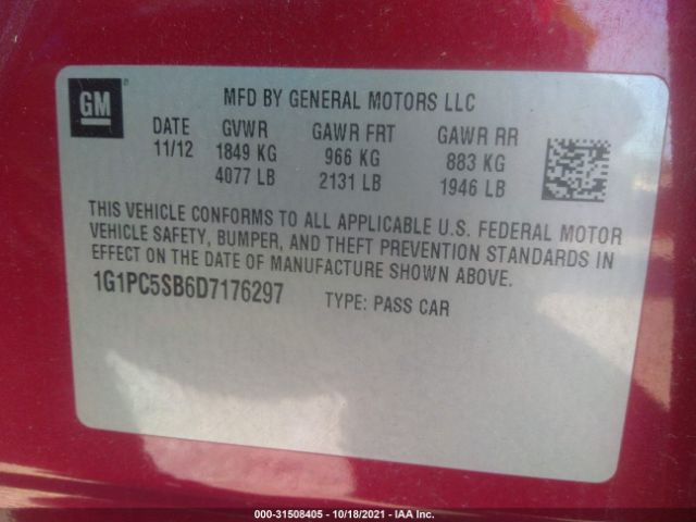 Photo 8 VIN: 1G1PC5SB6D7176297 - CHEVROLET CRUZE 