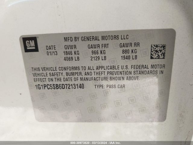 Photo 8 VIN: 1G1PC5SB6D7213140 - CHEVROLET CRUZE 