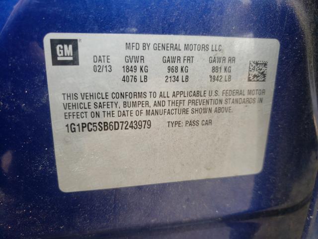 Photo 9 VIN: 1G1PC5SB6D7243979 - CHEVROLET CRUZE LT 