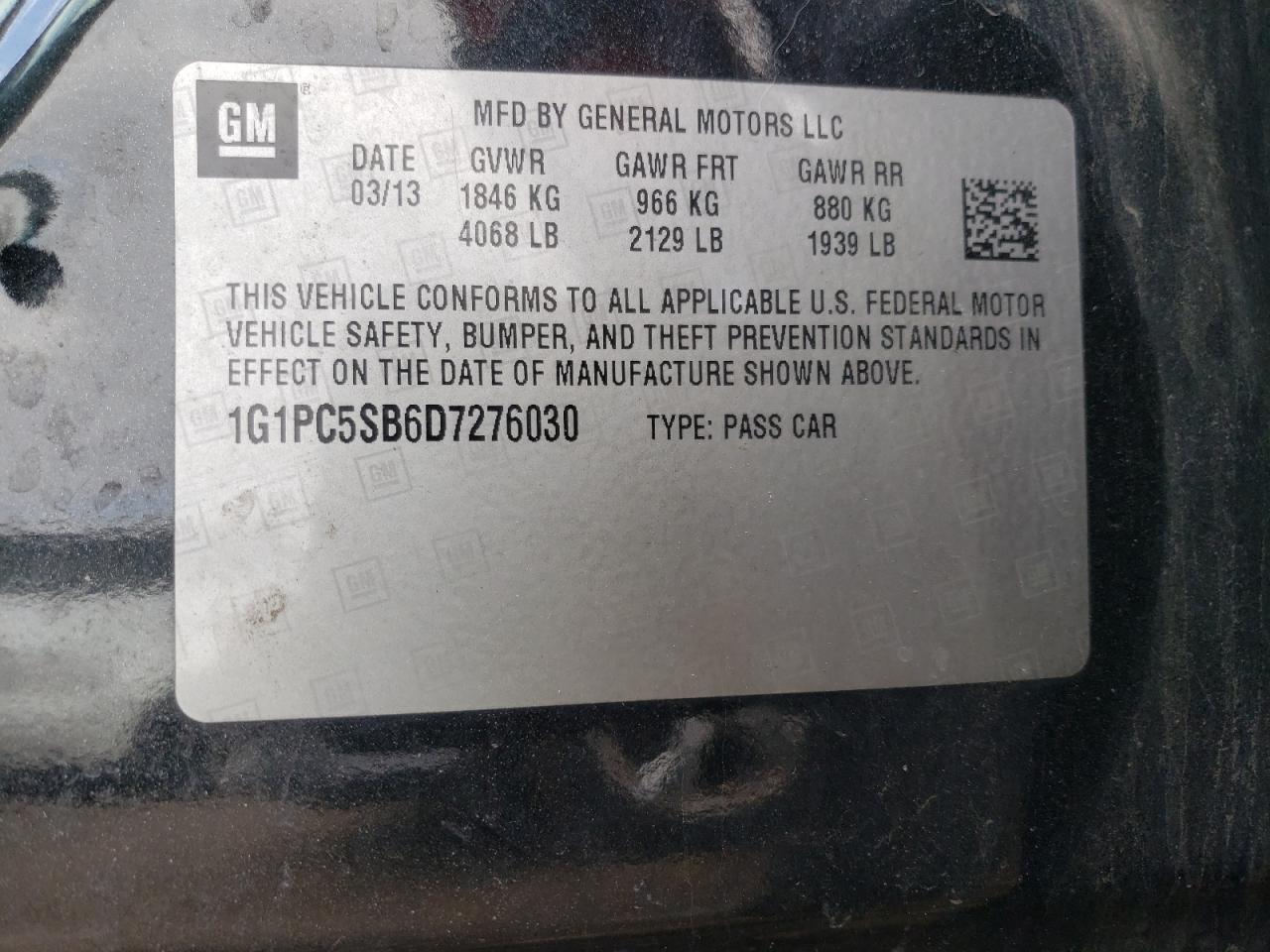 Photo 12 VIN: 1G1PC5SB6D7276030 - CHEVROLET CRUZE 