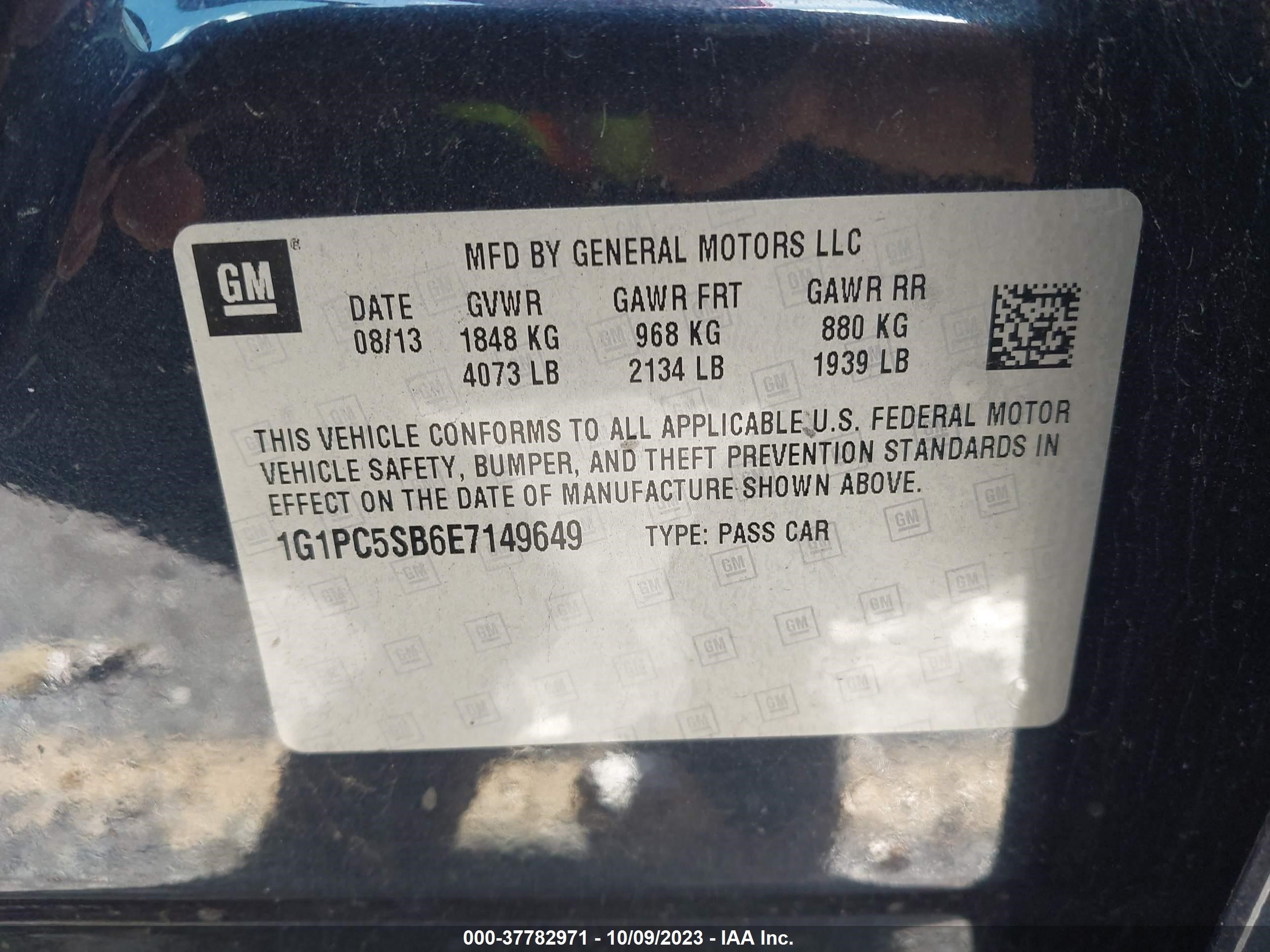 Photo 8 VIN: 1G1PC5SB6E7149649 - CHEVROLET CRUZE 