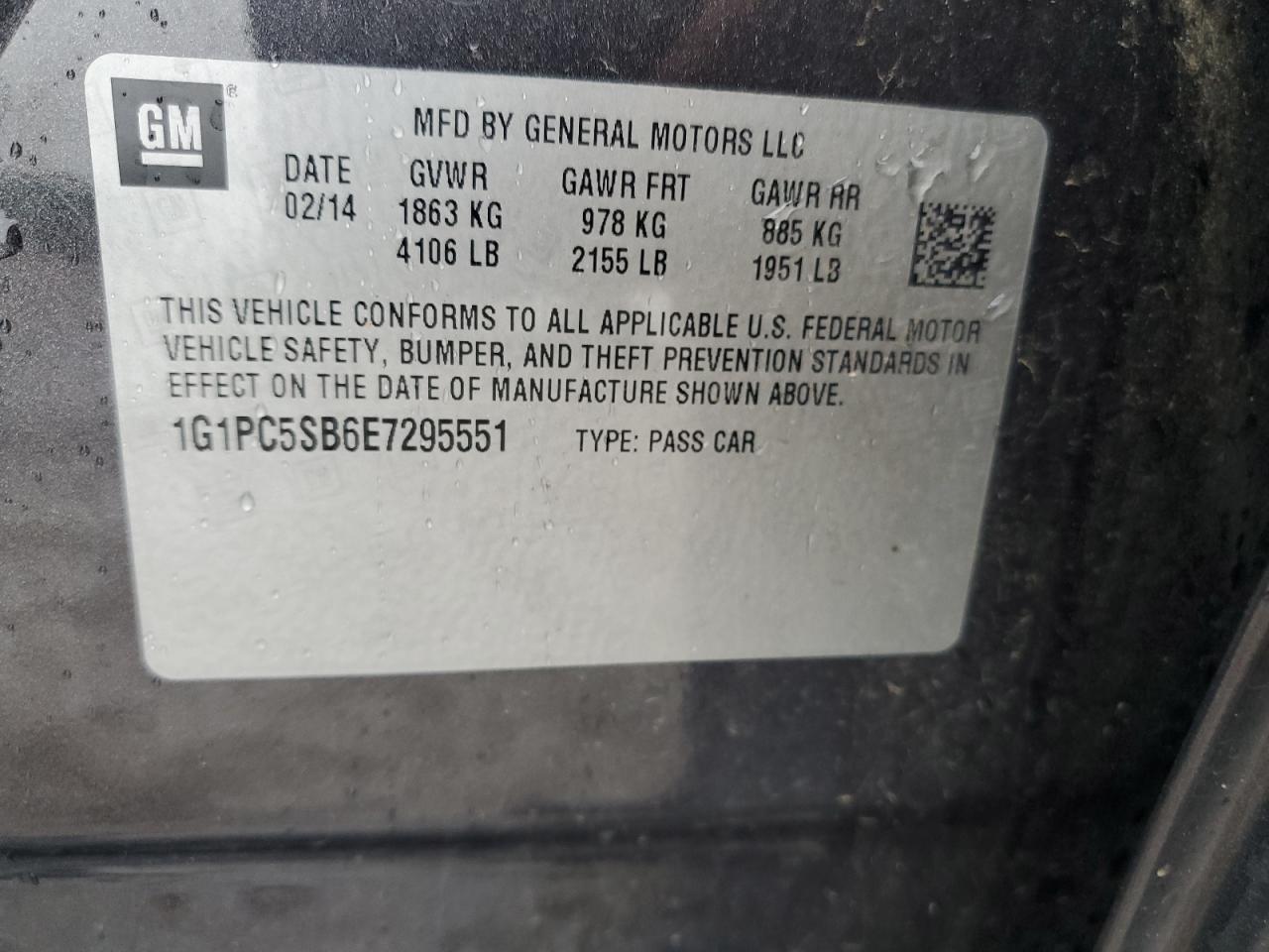 Photo 12 VIN: 1G1PC5SB6E7295551 - CHEVROLET CRUZE 