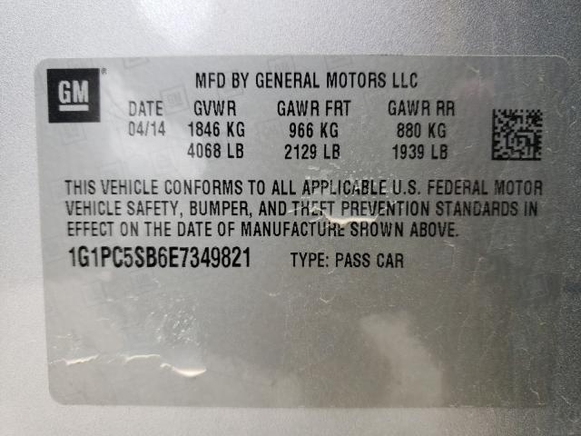 Photo 9 VIN: 1G1PC5SB6E7349821 - CHEVROLET CRUZE LT 