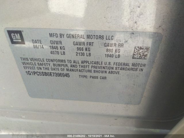 Photo 8 VIN: 1G1PC5SB6E7396945 - CHEVROLET CRUZE 