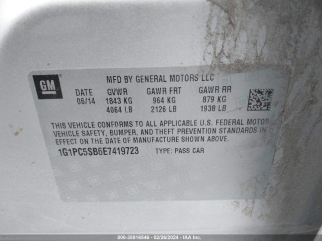 Photo 8 VIN: 1G1PC5SB6E7419723 - CHEVROLET CRUZE 