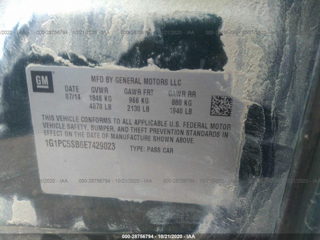 Photo 8 VIN: 1G1PC5SB6E7429023 - CHEVROLET CRUZE 