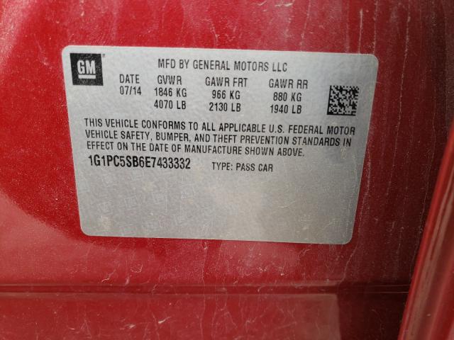 Photo 9 VIN: 1G1PC5SB6E7433332 - CHEVROLET CRUZE LT 