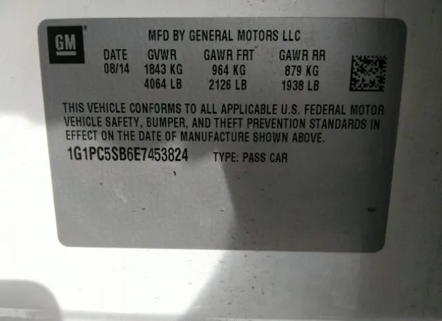 Photo 8 VIN: 1G1PC5SB6E7453824 - CHEVROLET CRUZE 