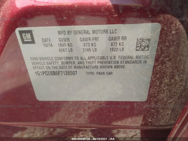 Photo 8 VIN: 1G1PC5SB6F7126597 - CHEVROLET CRUZE 