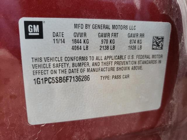 Photo 9 VIN: 1G1PC5SB6F7136286 - CHEVROLET CRUZE LT 