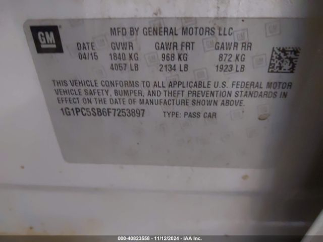 Photo 8 VIN: 1G1PC5SB6F7253897 - CHEVROLET CRUZE 