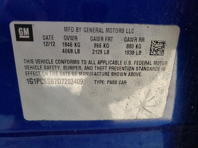 Photo 9 VIN: 1G1PC5SB7D7203409 - CHEVROLET CRUZE LT 