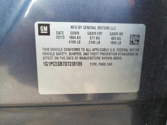 Photo 9 VIN: 1G1PC5SB7D7238189 - CHEVROLET CRUZE LT 