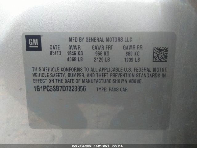 Photo 8 VIN: 1G1PC5SB7D7323856 - CHEVROLET CRUZE 