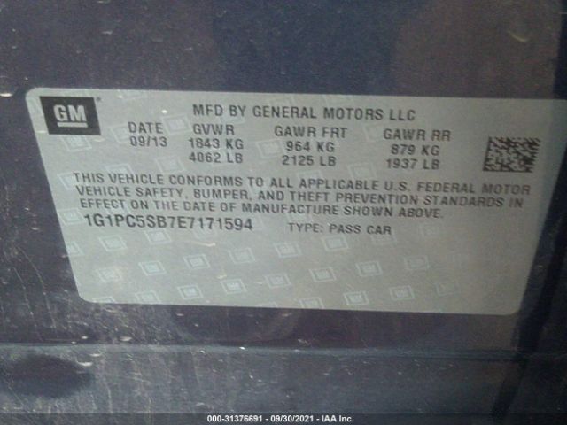 Photo 8 VIN: 1G1PC5SB7E7171594 - CHEVROLET CRUZE 