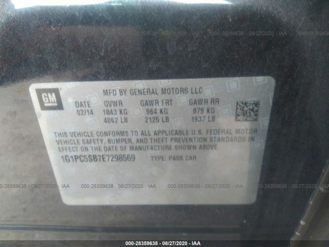 Photo 8 VIN: 1G1PC5SB7E7298569 - CHEVROLET CRUZE 