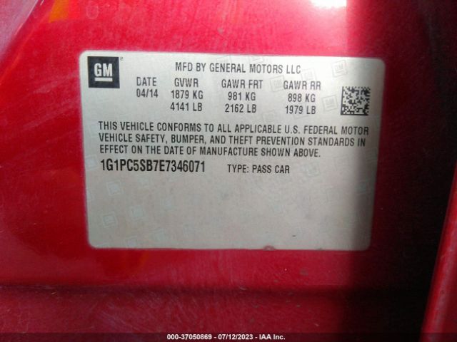 Photo 8 VIN: 1G1PC5SB7E7346071 - CHEVROLET CRUZE 