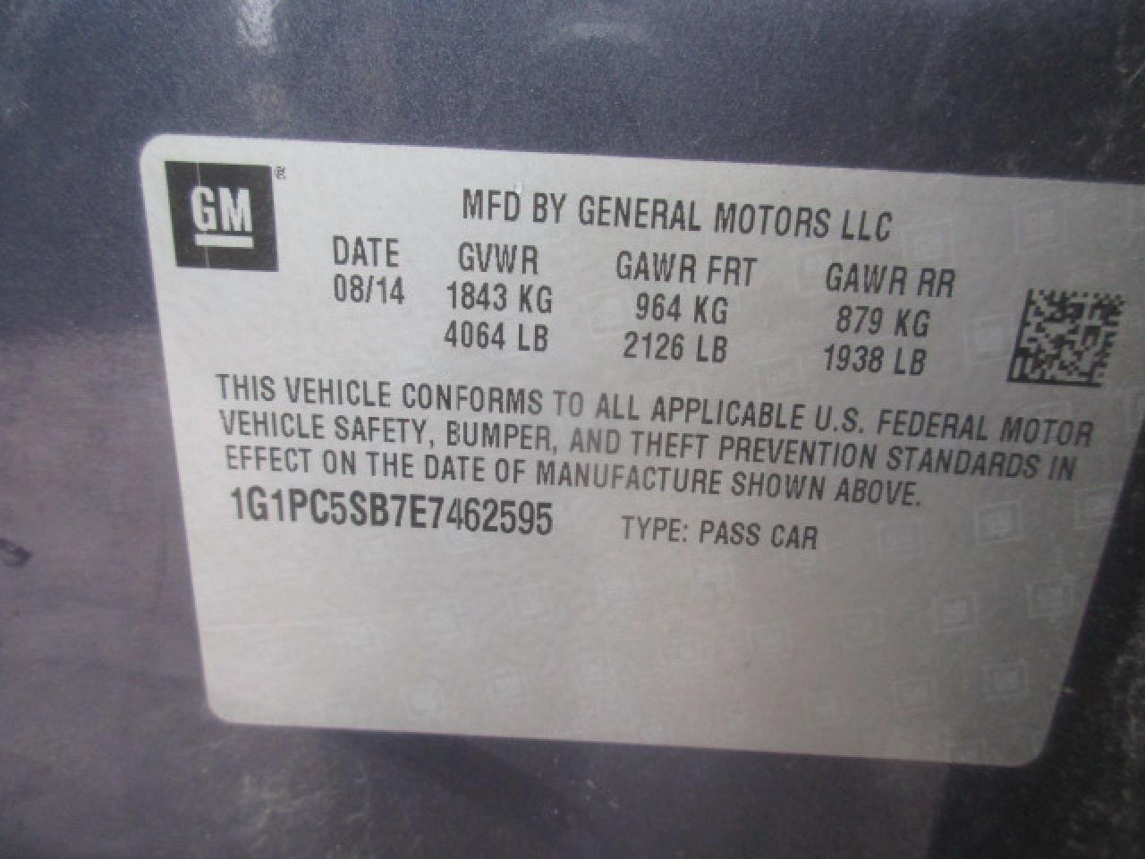 Photo 7 VIN: 1G1PC5SB7E7462595 - CHEVROLET CRUZE 