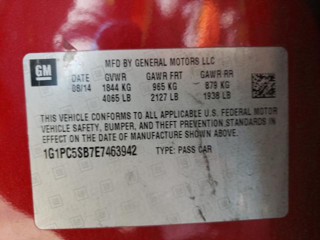 Photo 9 VIN: 1G1PC5SB7E7463942 - CHEVROLET CRUZE LT 