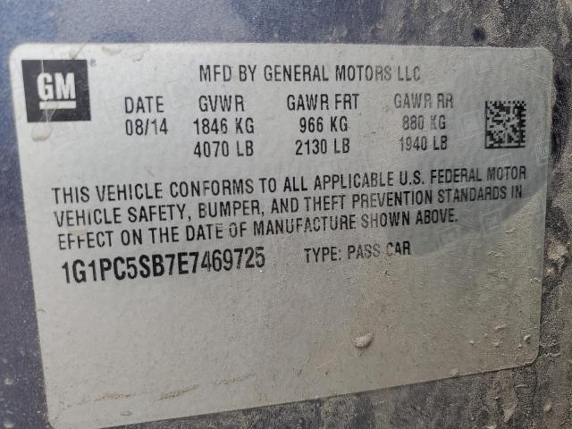 Photo 11 VIN: 1G1PC5SB7E7469725 - CHEVROLET CRUZE 