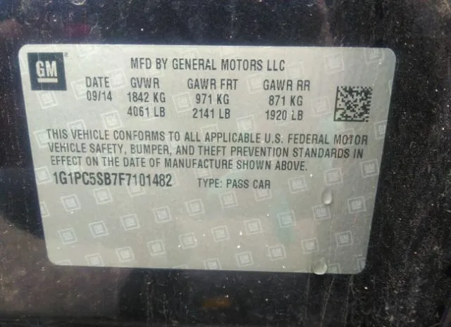 Photo 8 VIN: 1G1PC5SB7F7101482 - CHEVROLET CRUZE 