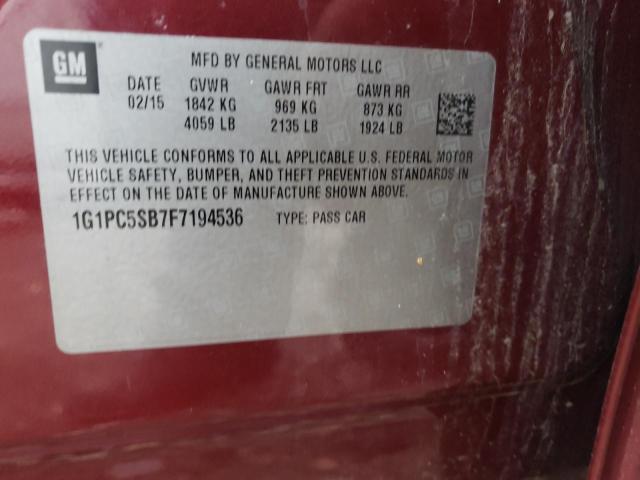 Photo 9 VIN: 1G1PC5SB7F7194536 - CHEVROLET CRUZE 