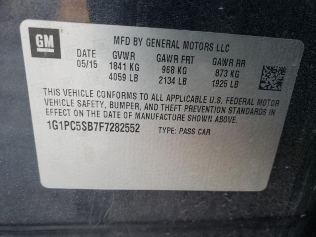 Photo 9 VIN: 1G1PC5SB7F7282552 - CHEVROLET CRUZE LT 