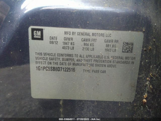 Photo 8 VIN: 1G1PC5SB8D7122516 - CHEVROLET CRUZE 