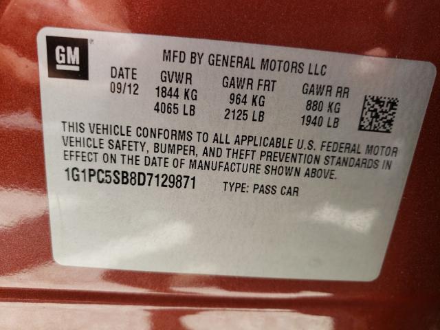 Photo 9 VIN: 1G1PC5SB8D7129871 - CHEVROLET CRUZE LT 